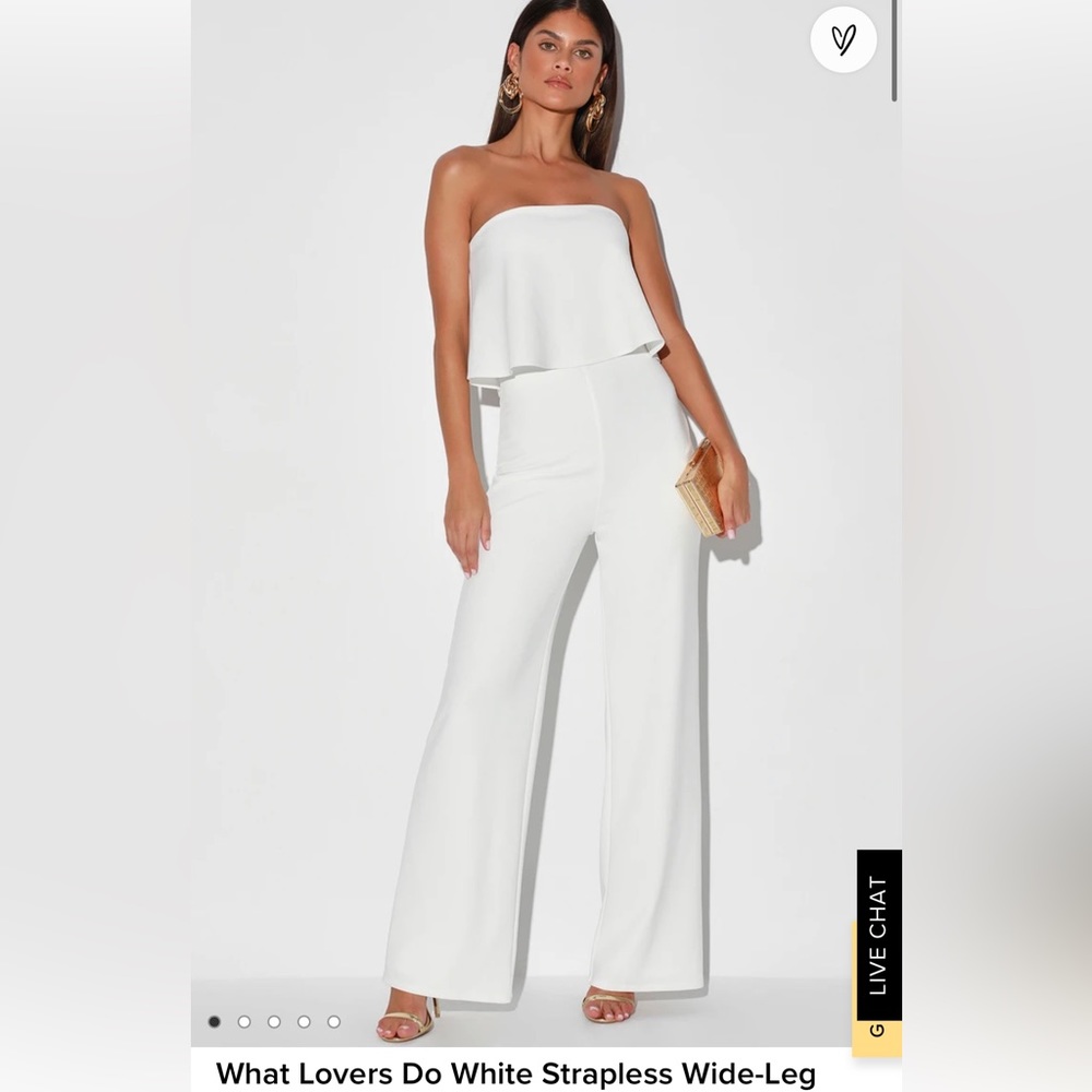 Lulus white strapless jumpsuit